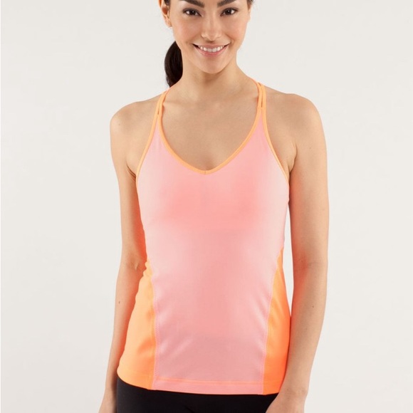 Lululemon Surya Tank Bleached Coral / Pop Orange 8 GUC with pad inserts! - Picture 3 of 4